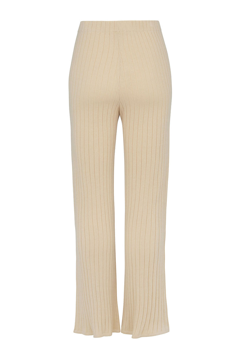 KNITTED COTTON RIB PANT