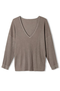 TONAL COCOA RIB KNITTED TOP