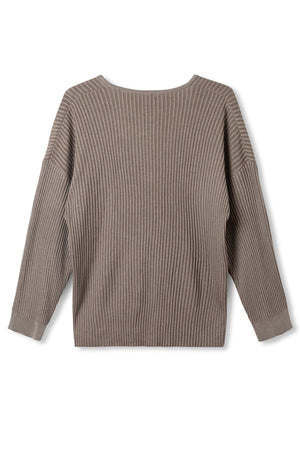 TONAL COCOA RIB KNITTED TOP