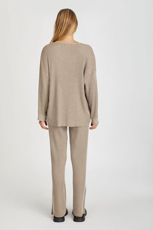 TONAL COCOA RIB KNITTED TOP