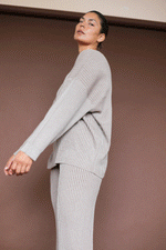 TONAL COCOA RIB KNITTED TOP