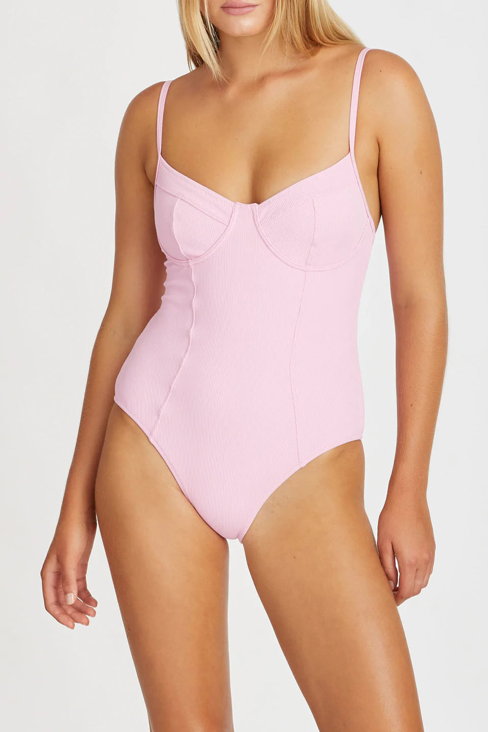 ZZ SEA PINK RIBBED ONE PIECE
